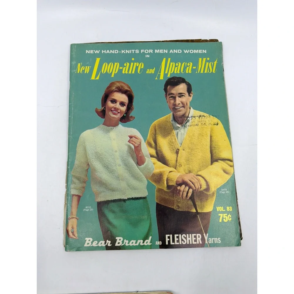 Vintage 60s 70s Knitting Pattern Book Lot Bear Brand Bernat  5lb Bulk‎